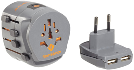 World Travel Adaptor Grounded & 2 x USB World Travel Adaptor Grounded & 2 x USB