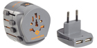 World Travel Adaptor Grounded & 2 x USB